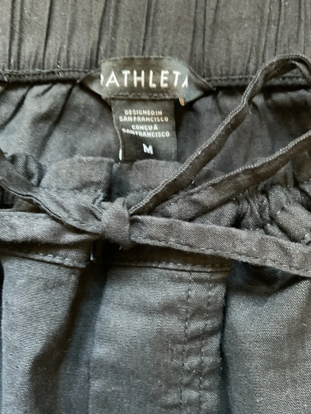 Athleta Women’s Linen/ Rayon Cargo Drawstring Trousers Wide leg Size M